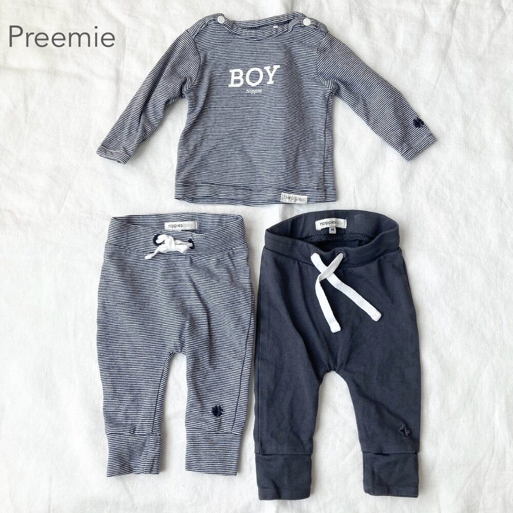 Noppies Preemie Baby Boy Long Sleeve Tee and Pants Striped